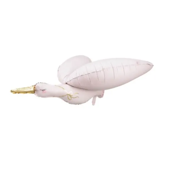 Ballon en aluminium - Cigogne rose clair - 100 x 43 cm