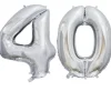 Ballon en aluminium en forme de nombre pour anniversaire - Argent - 86 cm - Âge au choix