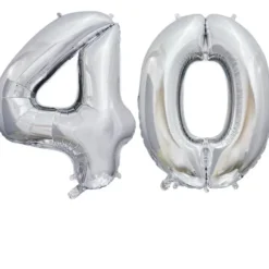 Ballon en aluminium en forme de nombre pour anniversaire - Argent - 86 cm - Âge au choix