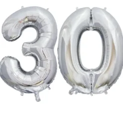Ballon en aluminium en forme de nombre pour anniversaire - Argent - 86 cm - Âge au choix