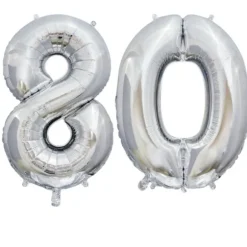 Ballon en aluminium en forme de nombre pour anniversaire - Argent - 86 cm - Âge au choix