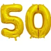 Ballon en aluminium en forme de nombre pour anniversaire - Or - 86 cm - Âge au choix