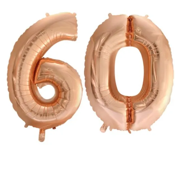 Ballon en aluminium en forme de nombre pour anniversaire - Rose Gold - 86 cm - Âge au choix