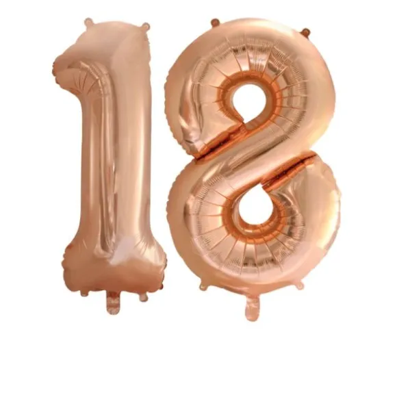 Ballon en aluminium en forme de nombre pour anniversaire - Rose Gold - 86 cm - Âge au choix