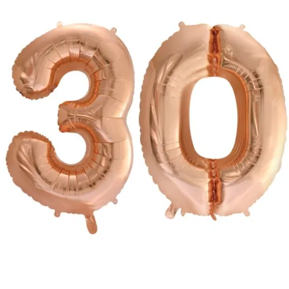 Ballon en aluminium en forme de nombre pour anniversaire - Rose Gold - 86 cm - Âge au choix