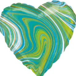 Ballon en aluminium en forme de cœur - Marbre - 43 cm - Couleur au choix