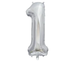 Ballon en aluminium en forme de chiffre - Argent - 86 cm - Chiffre au choix