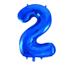 Ballon en aluminium en forme de chiffre - Bleu - 86 cm - Chiffre au choix