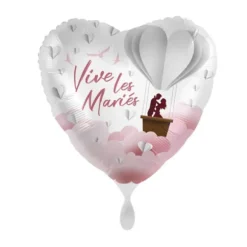 Ballon en aluminium en forme de cœur - Vive les Mariés - Diamètre 43 cm