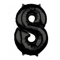 Ballon en aluminium en forme de chiffre - Noir - 66 cm - Chiffre au choix