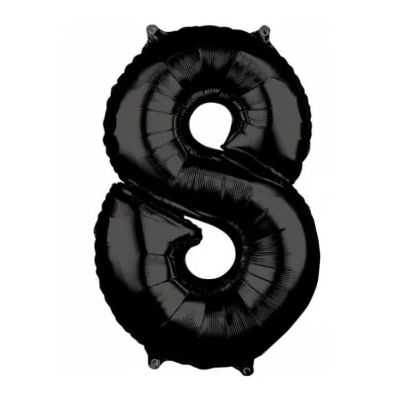 Ballon en aluminium en forme de chiffre - Noir - 66 cm - Chiffre au choix