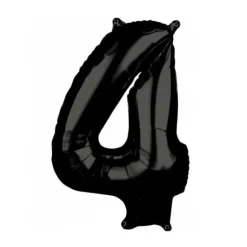 Ballon en aluminium en forme de chiffre - Noir - 66 cm - Chiffre au choix