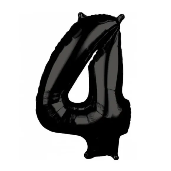 Ballon en aluminium en forme de chiffre - Noir - 66 cm - Chiffre au choix