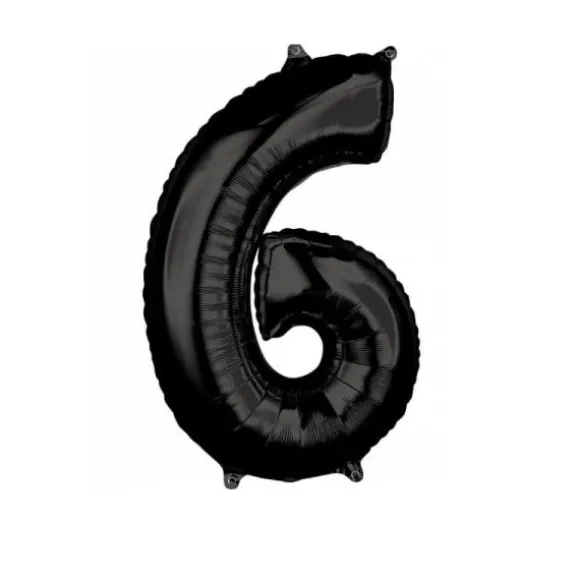 Ballon en aluminium en forme de chiffre - Noir - 66 cm - Chiffre au choix