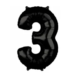 Ballon en aluminium en forme de chiffre - Noir - 66 cm - Chiffre au choix