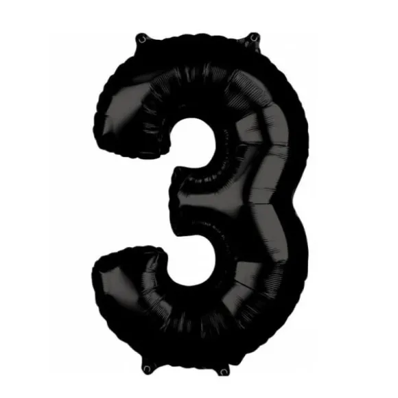 Ballon en aluminium en forme de chiffre - Noir - 66 cm - Chiffre au choix
