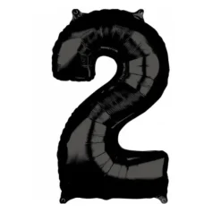 Ballon en aluminium en forme de chiffre - Noir - 66 cm - Chiffre au choix