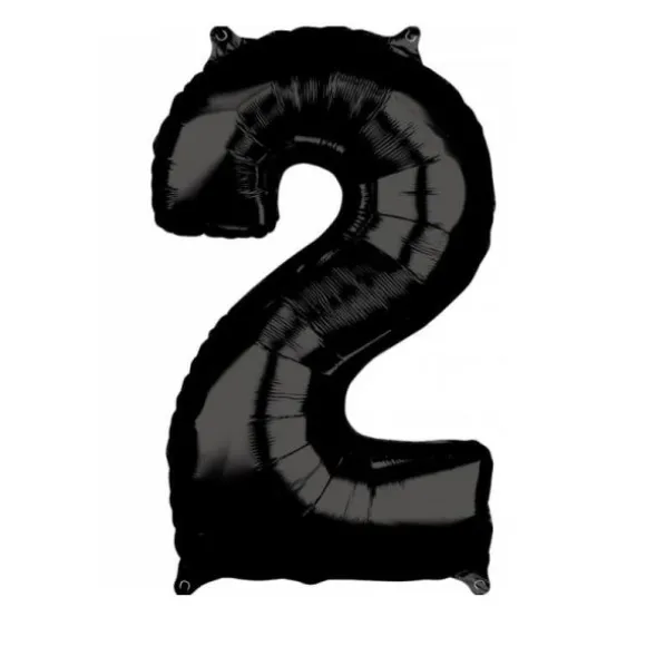Ballon en aluminium en forme de chiffre - Noir - 66 cm - Chiffre au choix