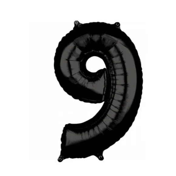Ballon en aluminium en forme de chiffre - Noir - 66 cm - Chiffre au choix