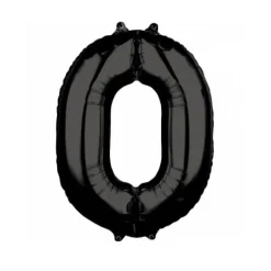 Ballon en aluminium en forme de chiffre - Noir - 66 cm - Chiffre au choix