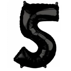 Ballon en aluminium en forme de chiffre - Noir - 66 cm - Chiffre au choix