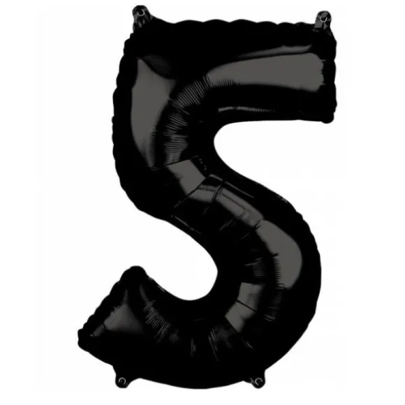 Ballon en aluminium en forme de chiffre - Noir - 66 cm - Chiffre au choix