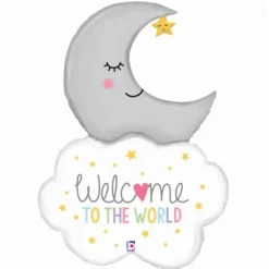 Ballon en aluminium " Welcome to the world " Lune & Nuage - 107 cm