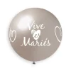 1 Ballon géant argent imprimé " Vive les mariés " - 80 cm