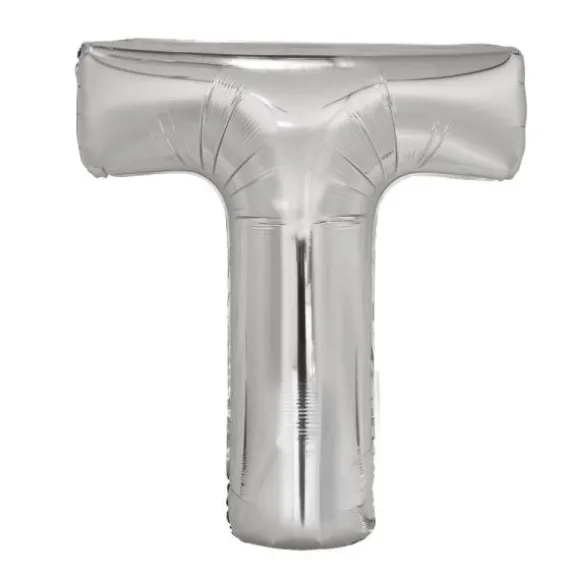 Ballon géant en aluminium en forme de lettre - Argent - Lettre au choix