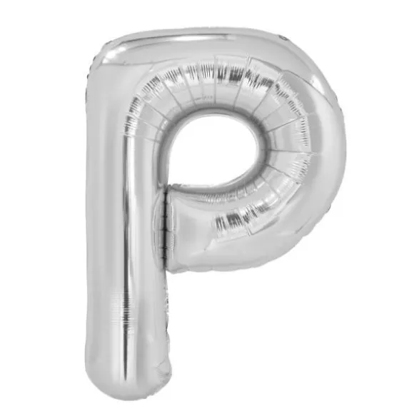 Ballon géant en aluminium en forme de lettre - Argent - Lettre au choix