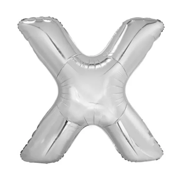 Ballon géant en aluminium en forme de lettre - Argent - Lettre au choix