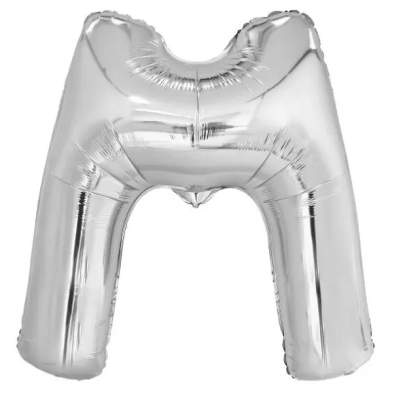 Ballon géant en aluminium en forme de lettre - Argent - Lettre au choix