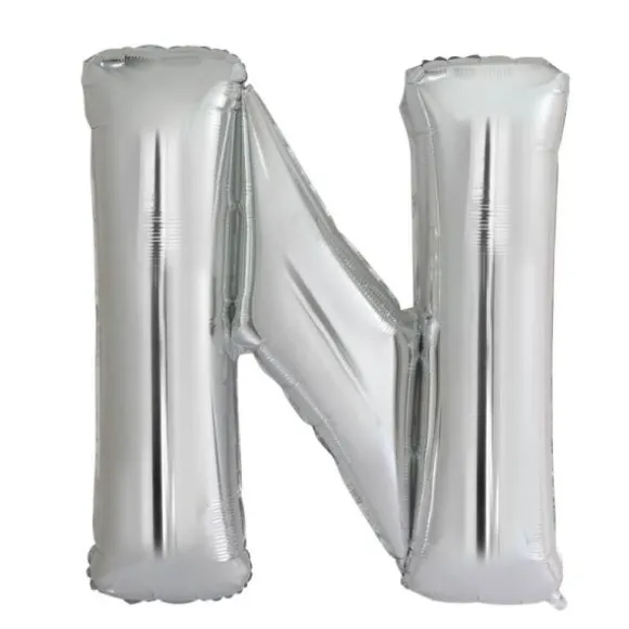 Ballon géant en aluminium en forme de lettre - Argent - Lettre au choix