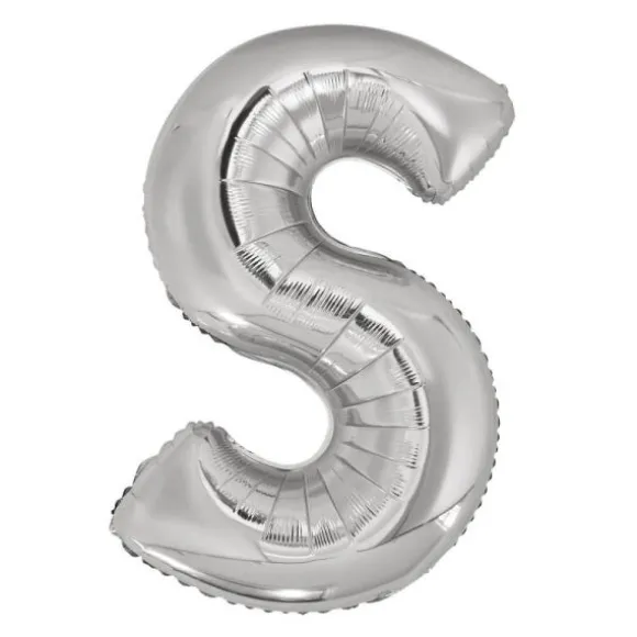 Ballon géant en aluminium en forme de lettre - Argent - Lettre au choix