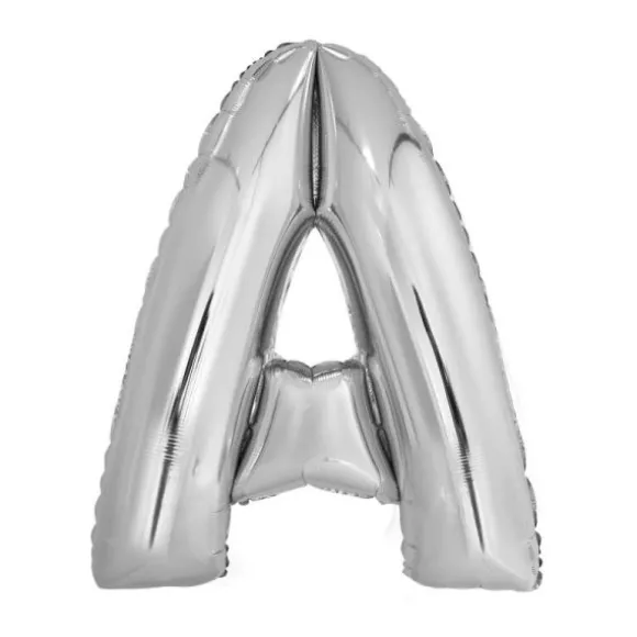 Ballon géant en aluminium en forme de lettre - Argent - Lettre au choix