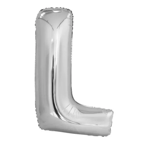 Ballon géant en aluminium en forme de lettre - Argent - Lettre au choix