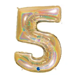 Ballon géant - Or Holographique - 100 cm - Chiffre au Choix