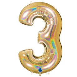 Ballon géant - Or Holographique - 100 cm - Chiffre au Choix