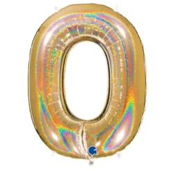 Ballon géant - Or Holographique - 100 cm - Chiffre au Choix