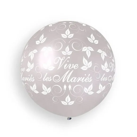 Ballon géant rond " Vive les Mariés " argent