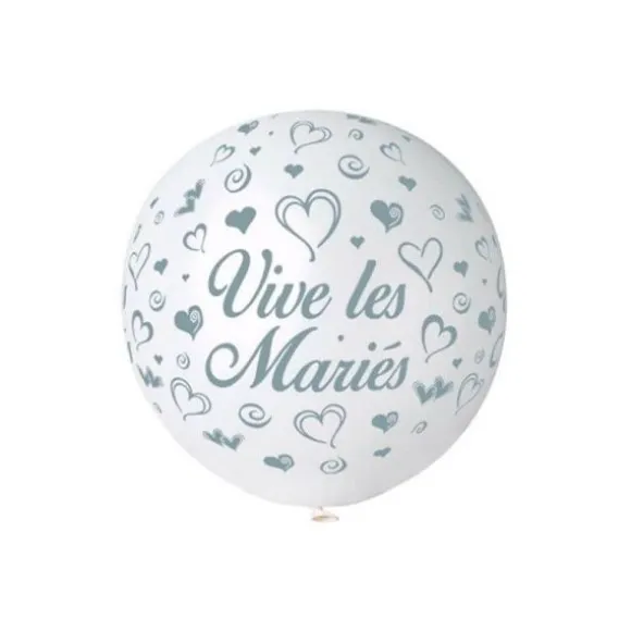 Ballon géant rond " Vive les Mariés " blanc