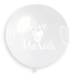 1 Ballon géant transparent imprimé " Vive les mariés " - 80 cm
