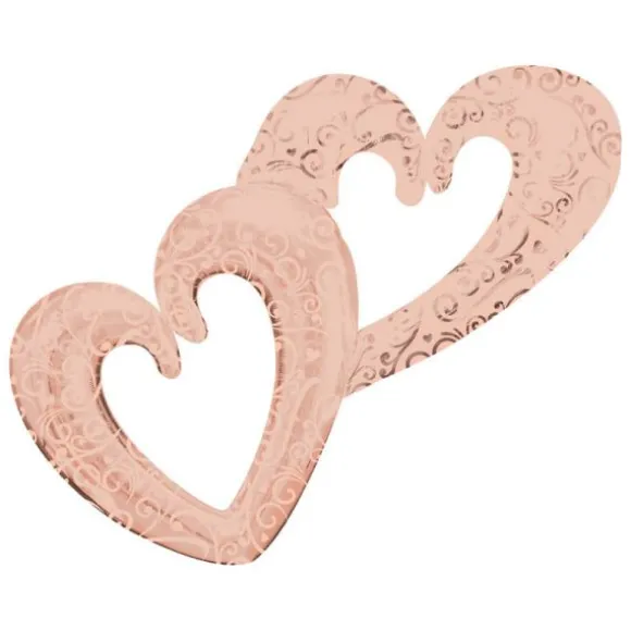 Ballon Hélium Double Coeurs Rose Gold - 134 cm