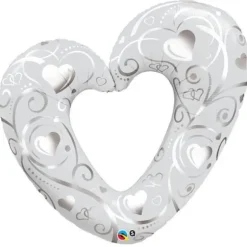 Ballon Hélium Géant "Cœur" Argent - 107cm