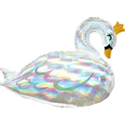 Ballon Hélium Supershape Cygne Iridescent - 73 cm