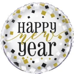 Ballon Métallique Hélium - Bonne Année - Blanc et Or