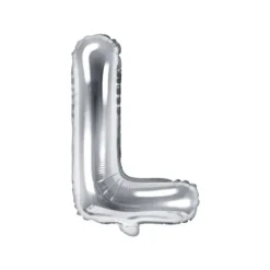 Ballon métallisé en mylar en forme de lettre - Argent - 35 cm - Lettre au choix