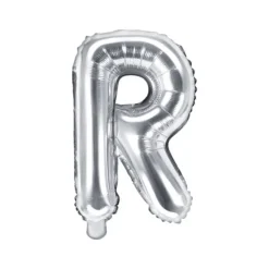 Ballon métallisé en mylar en forme de lettre - Argent - 35 cm - Lettre au choix