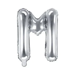 Ballon métallisé en mylar en forme de lettre - Argent - 35 cm - Lettre au choix