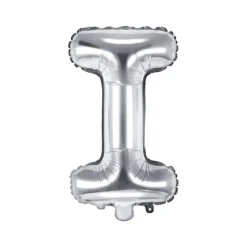 Ballon métallisé en mylar en forme de lettre - Argent - 35 cm - Lettre au choix